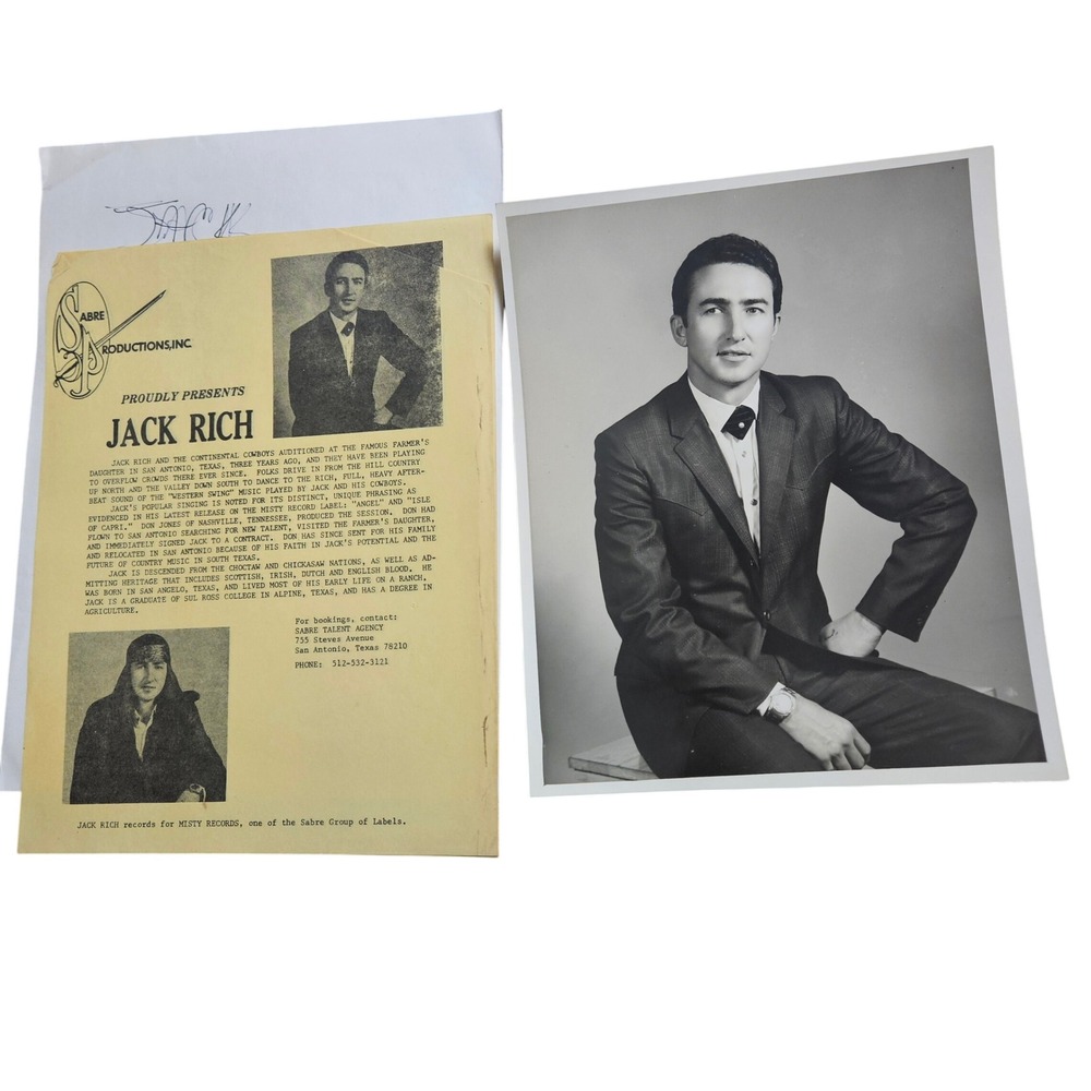 Jack Rich Vintage 60s 70s Western Swing Texas 8x10 Press Photo & Press Release